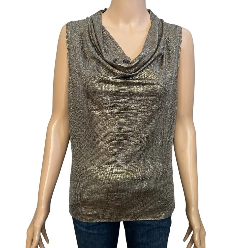 Brochu Walker Nova Metallic Tank Top XS Draped Minimalist Quiet Luxury Bronze